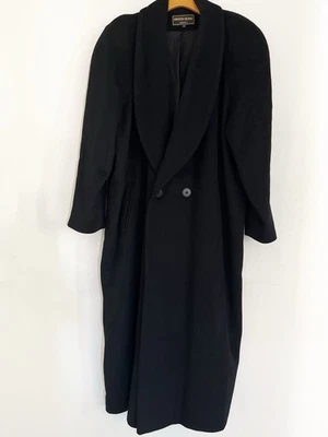 Vintage Kristen Blake Duster Long Coat Women 14 Black  Wool Shawl Collar - Image 1 of 4