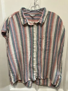 Camicia donna Orvis misto lino manica corta top bottoni davanti XL - Foto 1 di 8