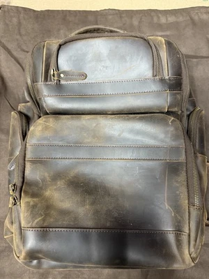 Men's Retro Leather Travel Backpack Business Camping Daypack Fits 15.6" Laptop - Image 1 of 4