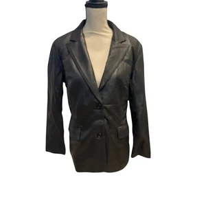 Blazer para mujer de cuero real de cuero negro. Talla XL - Imagen 1 de 5