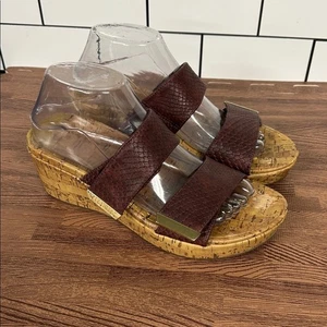 Cuñas ortopédicas para mujer Vionic Pepper de cuero ciruela oscuro corcho talla 8 - Imagen 1 de 8