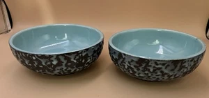2 Vintage McCoy Blue & Black Brocade Splatter Glaze Bowls 5.75” - Picture 1 of 4