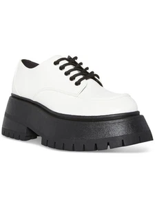 MADDEN GIRL Womens White Stripe 2" Platform Philipa Oxfored Heels 9.5 - Picture 1 of 3