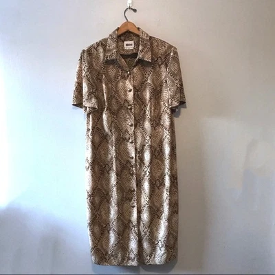 Vintage 80s Leslie Fay Dress 14W Animal Print Secretary Button Down Rare VGC - Image 1 of 4