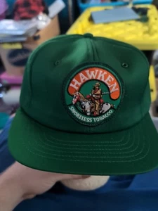 Vintage Hawken Smokeless Tobacco Green Patch Snapback Hat Cap Swingster USA Made - Picture 1 of 4
