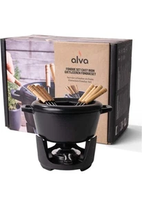 Nori 2 Qt. Premium Enameled Cast Iron Fondue Set for Cheese Chocolate Meat - Picture 1 of 7