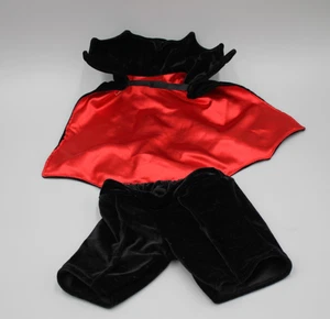Build A Bear Dracula Vampire Halloween Cape & Pants Black Velvet Red Lined Rglr - Picture 1 of 6