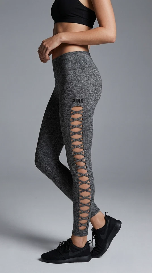 Victoria's Secret ROSA Leggings Para Mujer Recortados Ambos Lados Talla S/P Gris Oscuro Foto 1 de 4