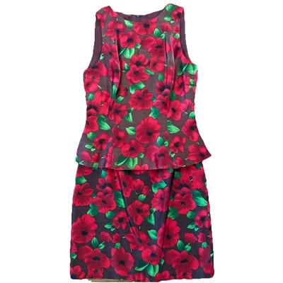 Falda/Top de Colección Chetta B Talla 2 (S) 100% Seda Estampado Floral Años 90 Cóctel-COMO NUEVO Foto 1 de 4