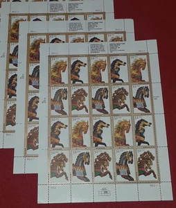 Three Sheets x 20 = 60 of CAROUSEL HORSES 32¢ US Postage Stamps. USA 2976-2979 - Picture 1 of 5