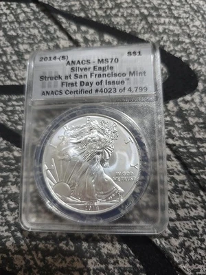 2014s ANACS MS70 FDOI #4023 OF 4799, American Silver Eagle - Image 1 of 2