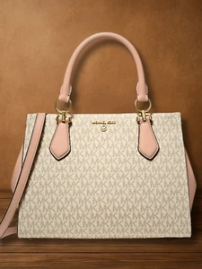 Michael Kors Marilyn Damen Medium Logo Crossbody Satchel Handtasche Tasche Vanille - Bild 1 von 16