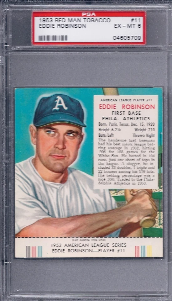 1953 Red Man Redman Set #11 Eddie Robinson 04605709 PSA 6 - Image 1 of 1