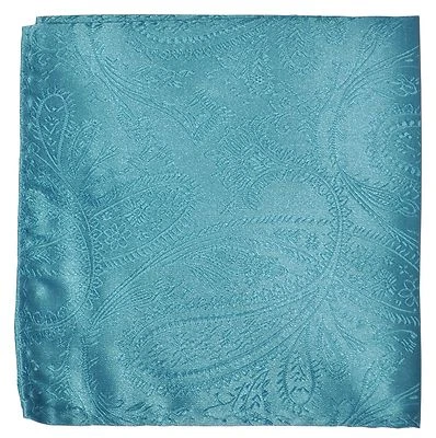 Nuevo Pañuelo Cuadrado Bolsillo Tejido Poliéster Para Hombre Solo Turquesa Azul Paisley Baile de graduación Foto 1 de 2
