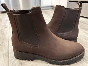 New Thursday Everyday Boot Co. Chelsea Brown Matte Leather Boots Women’s Size 11 - Picture 1 of 8