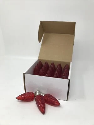 25 Pack Candelabra Base Diamond Faceted C9 LED Red Bulb e17 NEW Retro-Fit - Image 1 of 4
