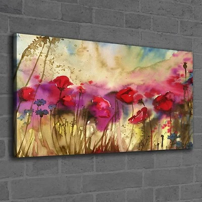 Canvas Wandbild Leinwand Bilder 120x60 Aquarellbilder Mohn Blumen Korn Blumen - Bild 1 von 4