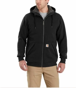 Carhartt Men's Rockland Sherpa Lined Hooded Sweatshirt in Black - Picture 1 of 1