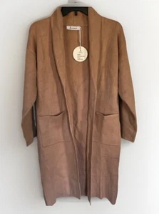 ANRABESS Women's Open Front Knit Cardigan Casual Long Coatigan- Med Khaki - Picture 1 of 3