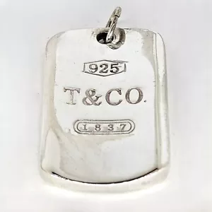 Colgante de plata de ley .925 Tiffany & Co. con etiqueta de perro #1837 - Imagen 1 de 5