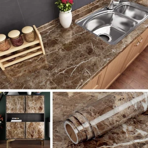 Counter Top Covers Peel and Stick Brown Marble Contact Paper for Coun - Picture 1 of 11