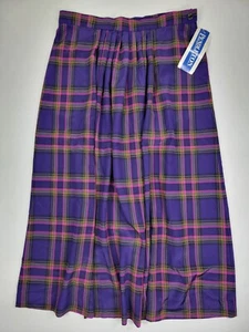 NEW Pendleton Women's Vintage Skirt Purple Plaid Polyester Size 14 Summer NWT - Picture 1 of 8