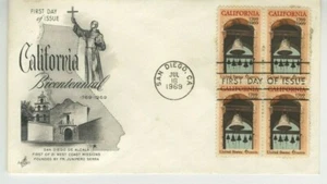 California Bicentennial 1969 Artcaft Cachet Cover Scott 1373 6c Block Of 4 S19 - Picture 1 of 2