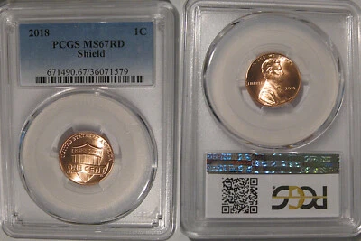 2018 P Lincoln SHIELD Cent 1c PCGS MS67RD - Image 1 of 2
