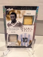 2022 Leaf In The Game Used Diego Maradona Pele Dual Relic 8/25 SP Brazil