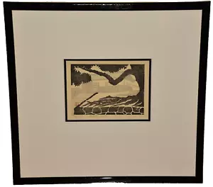 UETANI SADAO Original Vintage Signed House Landscape Japanese Woodblock Print - Picture 1 of 11