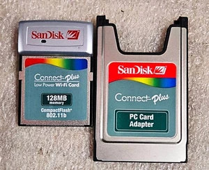 SanDisk CF Wireless LAN Card 802.11b CompactFlash 128 MB SDWCFB-128 + PC Adapter - Afbeelding 1 van 3