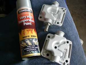 TRIUMPH STAG ENGINE CYLINDER HEAD WATER TRANSFER HOUSINGS PAIR. - Picture 1 of 5