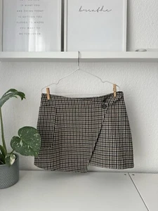 H&M Wickelrock Minirock Rock braun biege kariert Gr. 40 - Neu Mit Etikett - Bild 1 von 4