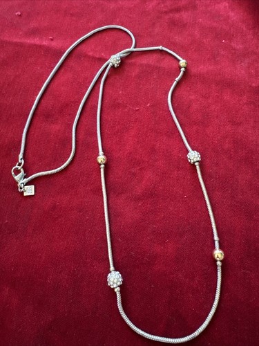 VETEMENTS Collana Stazione Banana Republic 33” Tono Argento Cristallo Aad Perline Tono Argento