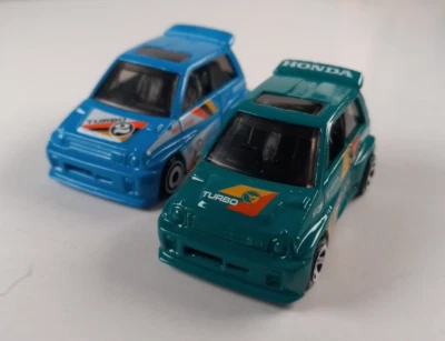 Honda City Turbo II 2025 Hot Wheels '85 verde Treasure Hunt y 2022 azul suelto Foto 1 de 3