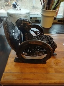 Vintage 1960s OOAK Metal Woman in Rocker Horseshoe Sculpture Folk Art Welded - Picture 1 of 7