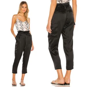 NWT L'Agence Roxy Paperbag Waist Tie Cargo Pants Women's Black Size: 8 - Picture 1 of 8