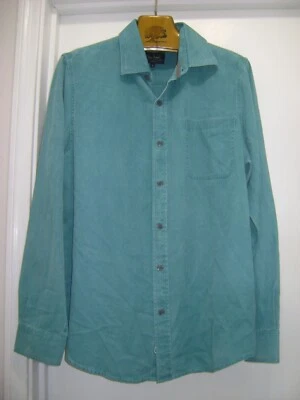 NAT NAST LUXURY ORIGINALS MEN Med L/S TEAL TEXTURED SILK BLEND SHIRT - Image 1 of 4
