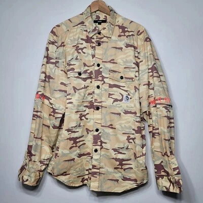 DIESEL RR/55-IT.-978 Beige Large Detachable Sleeves Camo Over Button Over Shirt - Image 1 of 4
