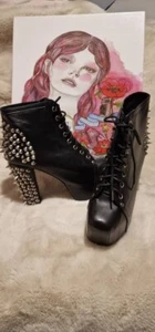 Jeffrey Campbell Lita Spike Black Silver Brand New In Box US 9M UK 7 - Picture 1 of 19