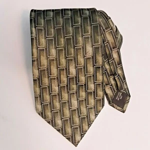 Pierre Cardin 100% Silk Men's Tie Geometric Gold Green Black 60x4 - Picture 1 of 2