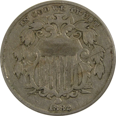 1882 Shield Nickel VF Very Fine 5c Coin SKU:I8133 Cover