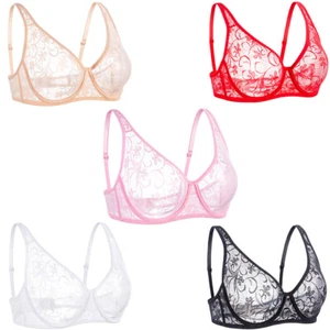 Hot Women Bras Ultra-thin bh Lace Brassiere Underwired Bra Padless Sexy Lingerie - Picture 1 of 17