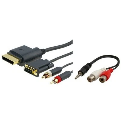 For Xbox 360 HD VGA AV Cable + RCA To 3.5MM Stereo Audio Adapter Cable - New - Image 1 of 4