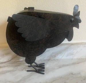 Vintage Metal Folk Art Primitive Chicken Sculpture Rustic Finish - Picture 1 of 6