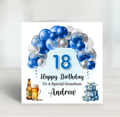 FORGETMEKNOT CARDS Boys 18th Birthday Card Personalised Teens Son Grandson Nephew Brother Friend