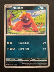 Maschiff | 142/193 | Común | Paldea Escarlata y Violeta Evolucionada | Juego de cartas coleccionables Pokémon - Imagen 1 de 3