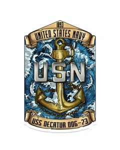 Calcomanía USS Decatur - Calcomanía de anclaje jefe de la Marina - Jefe de la Marina - Calcomanía de veterano de 5" - Imagen 1 de 1