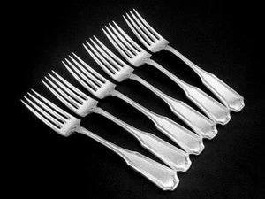 Set of 6 Vintage Haddon Hepplewhite Silver Plated Luncheon Forks - Imagen 1 de 3