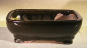 Black Ceramic Bonsai Pot Rectangle Glazed Measures 7.5." x 5.75" x 2.5" - Picture 1 of 1